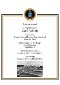 Book of Remembrance for Ashton