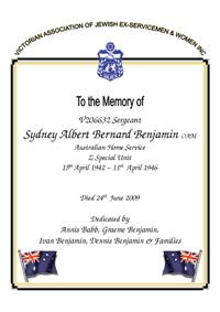Book of Remembrance for Benjamin OAM