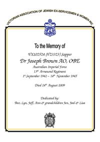 Book of Remembrance for Brown AO OBE
