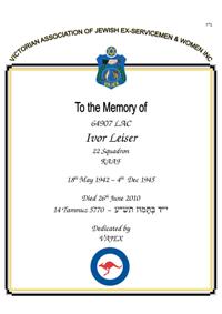 Book of Remembrance for Leiser (Laiser)