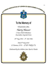 Book of Remembrance for Messer