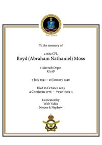 Book of Remembrance for Moss
