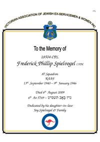 Book of Remembrance for Spielvogel OAM