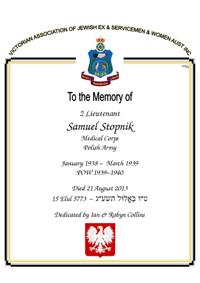 Book of Remembrance for Stopnik