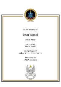 Book of Remembrance for Wirski