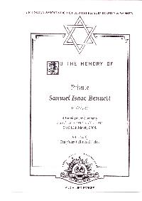 Book of Remembrance for Bennett (Benet)