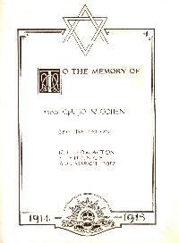 Book of Remembrance for Cohen