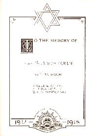 Book of Remembrance for Cohen