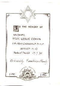 Book of Remembrance for Cohen