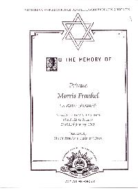 Book of Remembrance for Frankel
