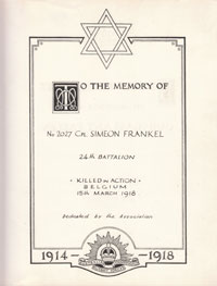 Book of Remembrance for Frankel