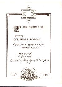 Book of Remembrance for Hyams