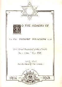 Book of Remembrance for Isaacson VD