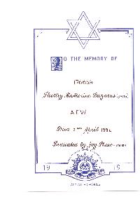 Book of Remembrance for Lazarus née Davis