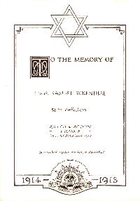Book of Remembrance for Rosenthal