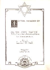 Book of Remembrance for Smith VC n&eacute; Shmilowitz